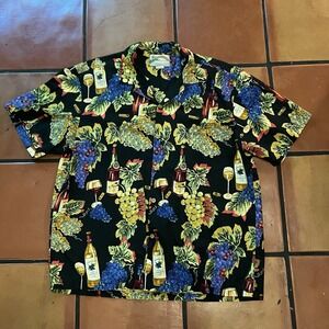 Vintage Paradise‎ Found Hawaii Button Up Shirt Mens XL Wine All Over Print